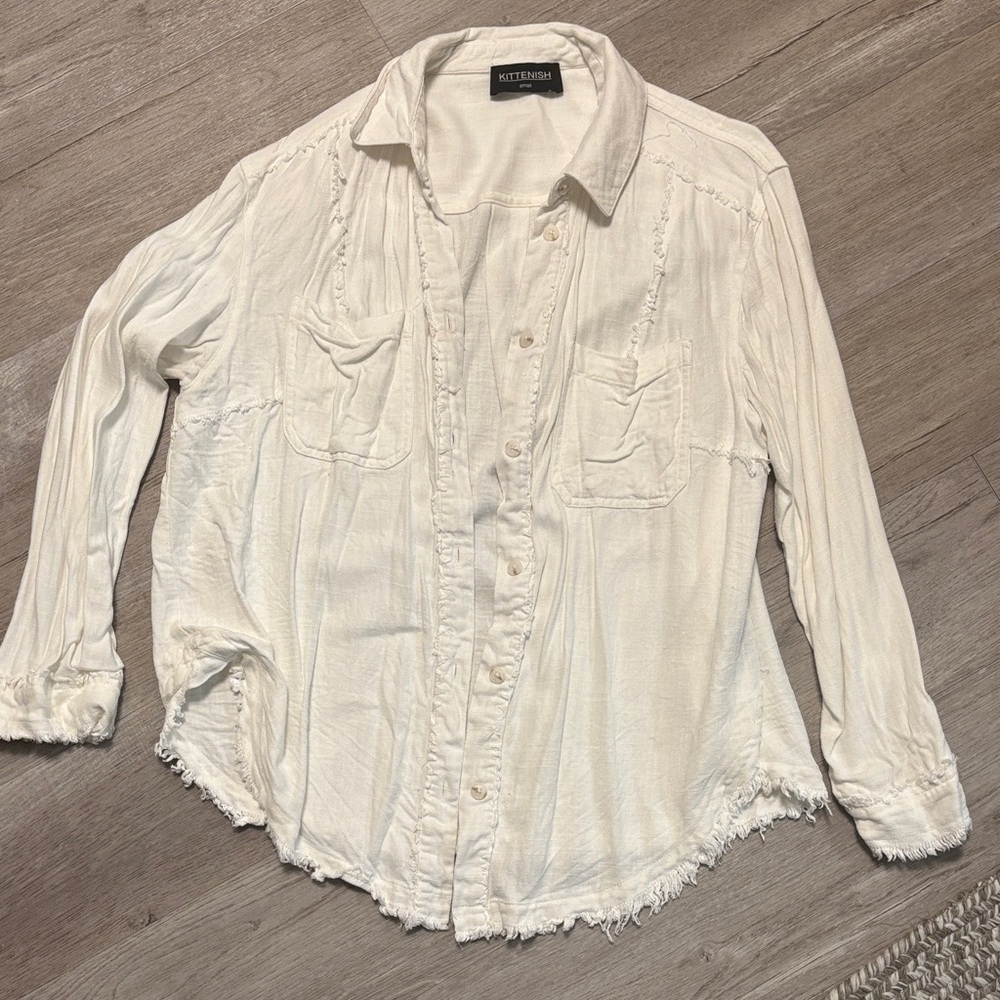 Kittenish -White Button-Down Shirt